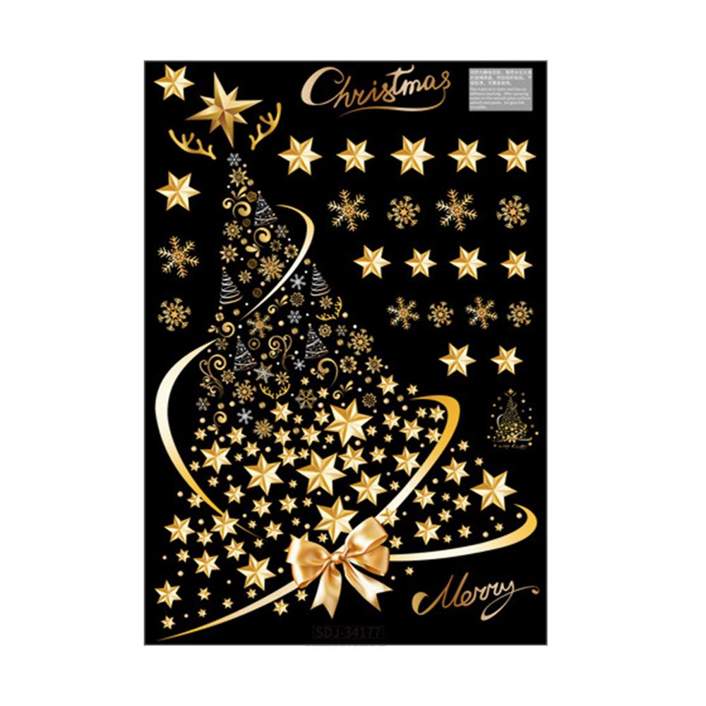 

Наклейки на окна Рождественская елка Праздничные Зимние ПВХ наклейки на окна Многоразовые наклейки на статической адгезии Рождественская елка Украшения золотистый