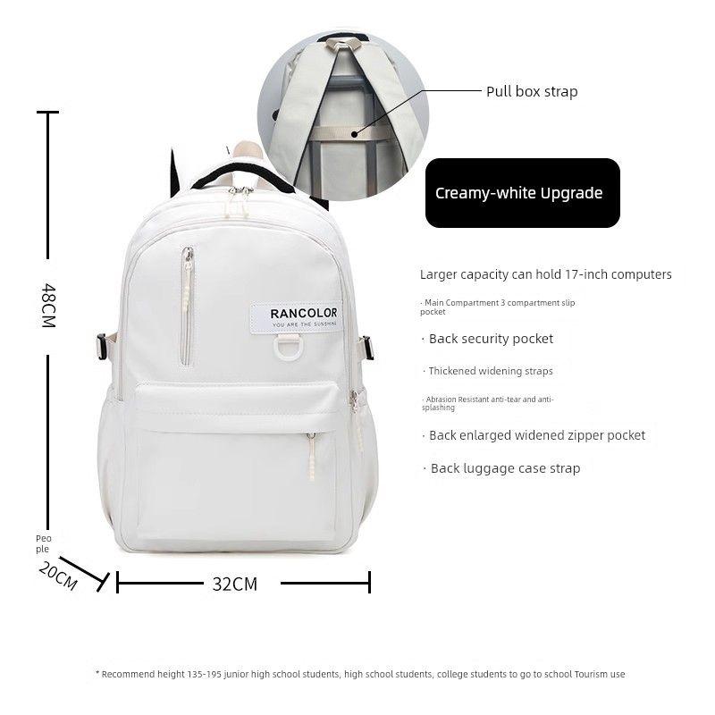 

French Rouje Dsyle Schoolbag Male Junior High School Student High School Large Capacity Middle School Good-looking Youth Backpack [Upgrade] creamy-white [without pendant]]