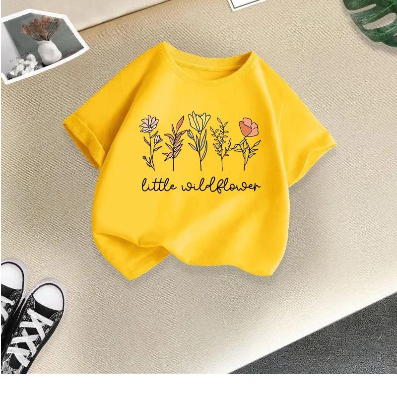 Children's T-shirt girls short-sleeved new style girls summer round neck loose casual top butterfly print cross-border