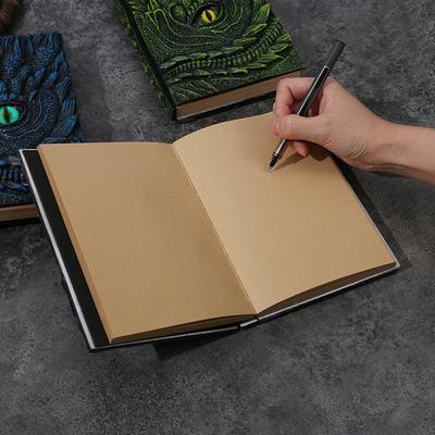 Dragon Eye 3D Embossed Journal Refillable Travel Notepad Vintage Blank Pages Notebook for Sketching Calligraphy