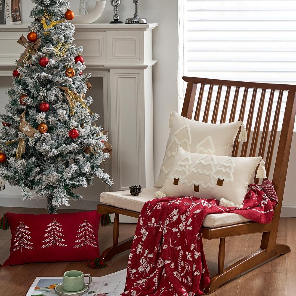 Xmas Trees Pattern Christmas Pillow Covers Sofa Couch Home Textile Pillow Cases Gifts Christmas Supplies Cushion Covers Home