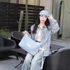 New Lee Fabric+Artificial Leather Crossbody Bags Large Women's Light Denim Blue LE240072M-521