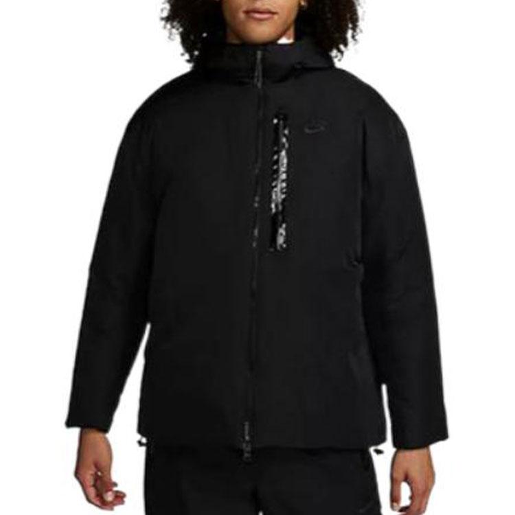 Nike Logo Printed Long Sleeve Hooded Cotton Jacket Men Jackets Black DQ4743-010