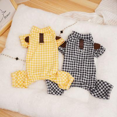 Cat and Dog Clothes Pet Clothing Autumn and Winter Four Legs Home Clothes Teddy Bear Small Dog Pet Plaid Base Shirt Puppy