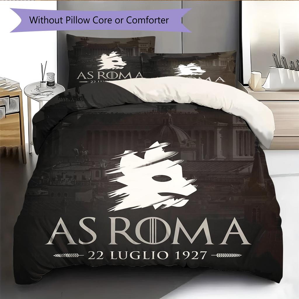 AS Roma con Sfondo Colosseo Set Copripiumino con Fantasia Decorazione per la Casa Regalo (1 * copripiumino + 2 * federe senza imbottitura)
