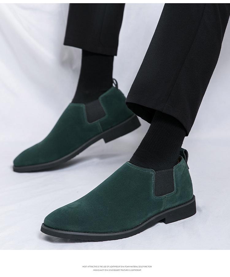 Herren Britischer Stil Nubukleder Spitzschuh Slipper Loafer - Übergröße Freizeitkleiderschuhe