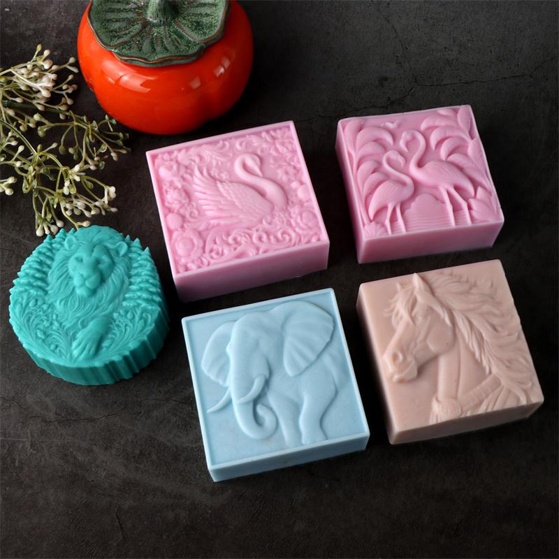 3D Square Animal Horsehead Elephant  Silicone Soap Mold DIY Flamingo Tiger Mold Craft Gift Handmade Bath Bomb Making Supplies
