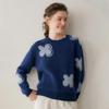 Lekasha Floral Cashmere Knit Sweater - Women's Autumn/Winter Round Neck Loose Fit