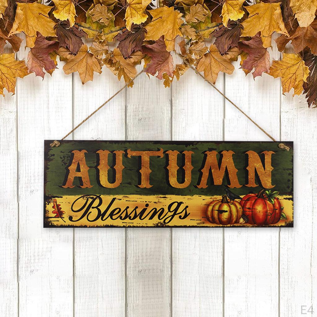 Autumn Fall Wood Plaques Front Door Hanging Sign Harvest Decoration, indoor and outdoor Use