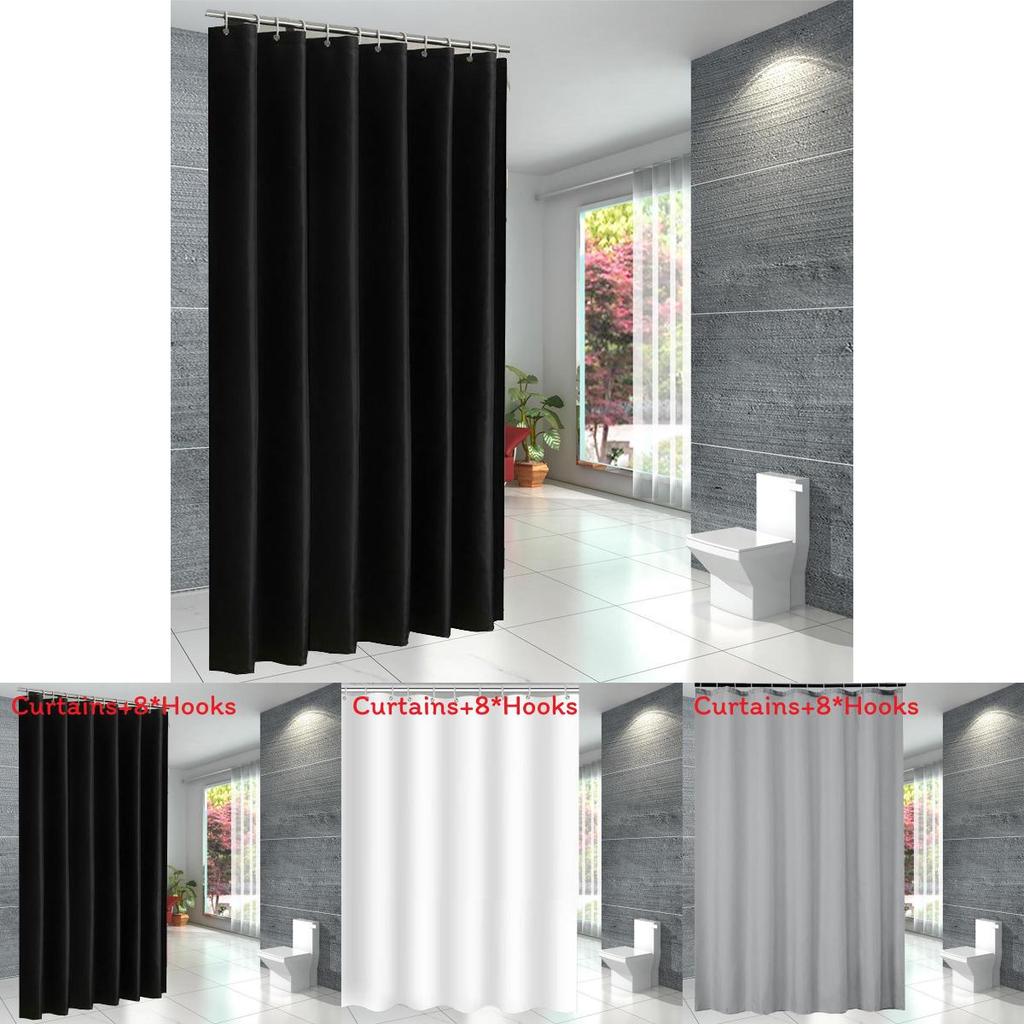 Soft Microfiber Fabric Shower Liner Waterproof Shower Curtain For Guest Rooms And Apartments