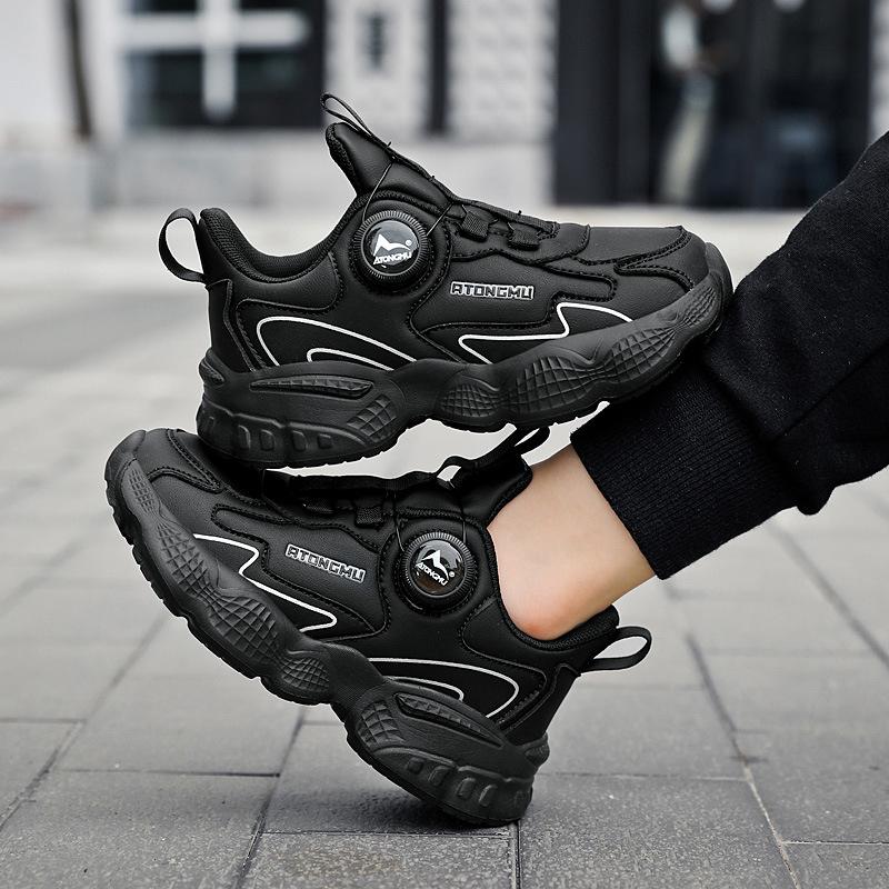 Middle-aged and Older Children's Little White Shoes Children's Versatile New 2025 Button Mesh Running Shoes Autumn Lightweight Sports Shoes Breathable