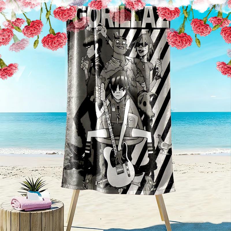 Gorillaz 2D Flat Print Beach Towel, Large Soft Quick Dry Towel for Beach Camping Swimming.NSTJ0928070