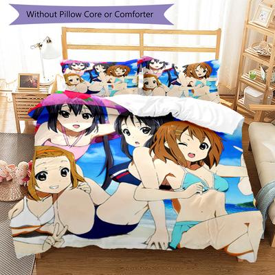 Beach Anime Girls Bedding Set Breathable Duvet Cover with Pillowcases Decorative Bed Linen for Bedroom Home Decoration Birthday Gift