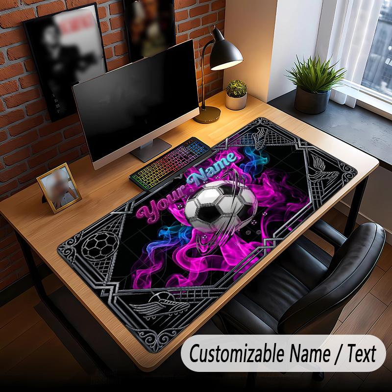 Soccer Theme Custom Mouse Pad Personalized With Name Text Customized Desk Mat For Office Home Decor