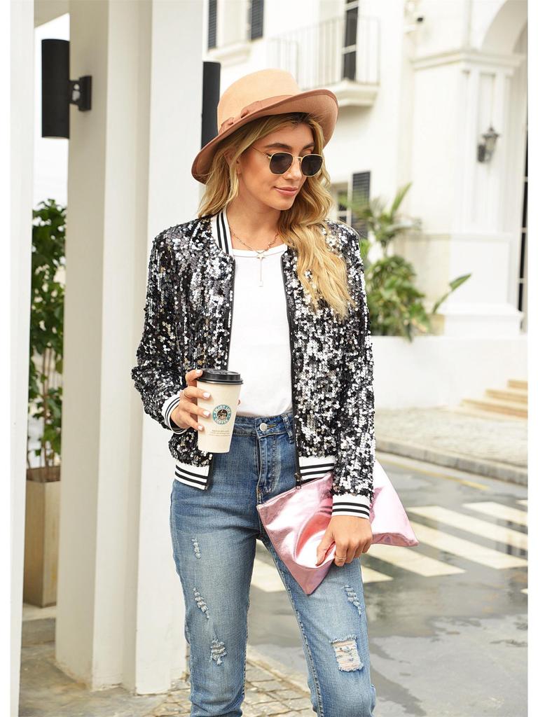Sequin Long Sleeve Women's Jacket - Autumn/Winter Collection