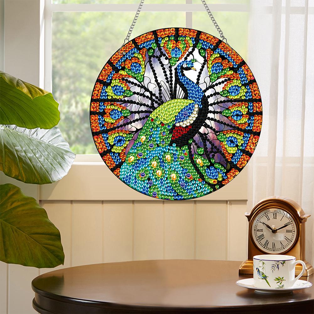 2 Stück Tier-Thema 2D Flach DIY Hängende Diamant-Kunst-Kits Strass Diamant-Kunst Fensteranhänger Fensterhängekunst für Heimdekoration