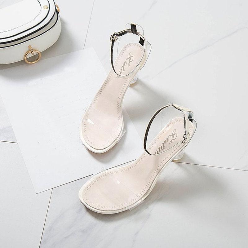PVC Jelly Sandals Women 2025 Summer Crystal Open Toed Transparent Round Heels Ladies Shoes Pumps Sandalias de mujer WSH5083 34 2763₽