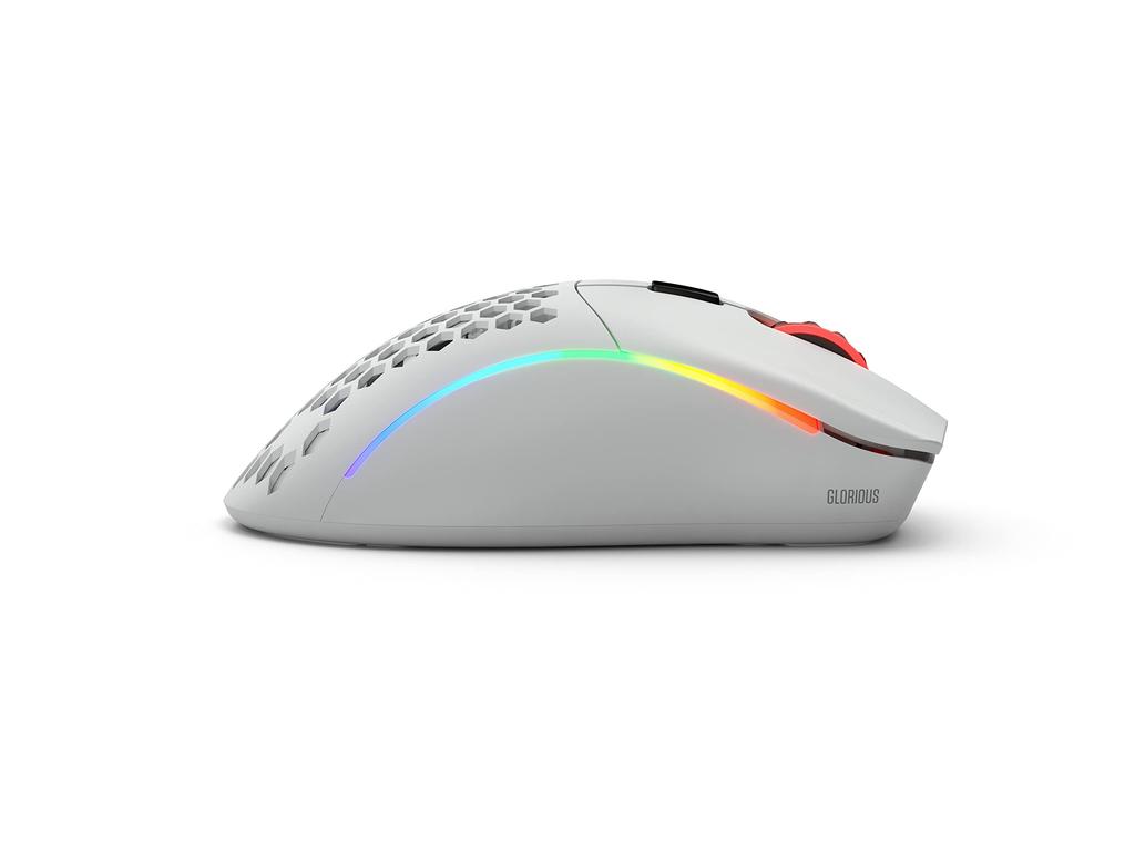 Glorious Model D Wireless Gaming Mouse, White, Ergonomic, RGB, 6 Programmable Buttons, DPI 12, White, Compact, Lightweight, for Gaming (67g)