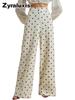 Wide Leg Pants for Women - Dot Casual High Waist Trousers