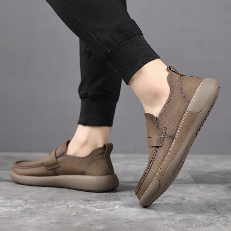 Fashion Brand Men Genuine Leather Walking Loafers High Quality Soft Bottom Comfy Business Shoes Fashion Office Dress Flat Designer Shoes