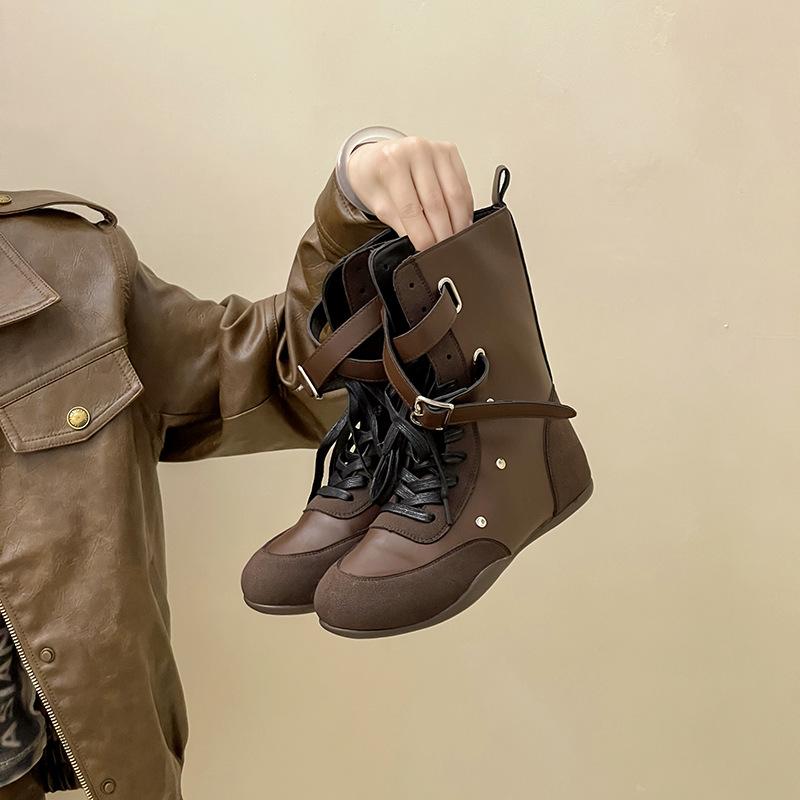 

Дизайн Ковбойские Рыцарские Сапоги Женские Осенне-Зимняя Мода Ретро Стиль Короткие Сапоги Вестерн Сапоги Средние Сапоги Ботинки Мартин Рабочие Ботинки 40 темно-коричневого