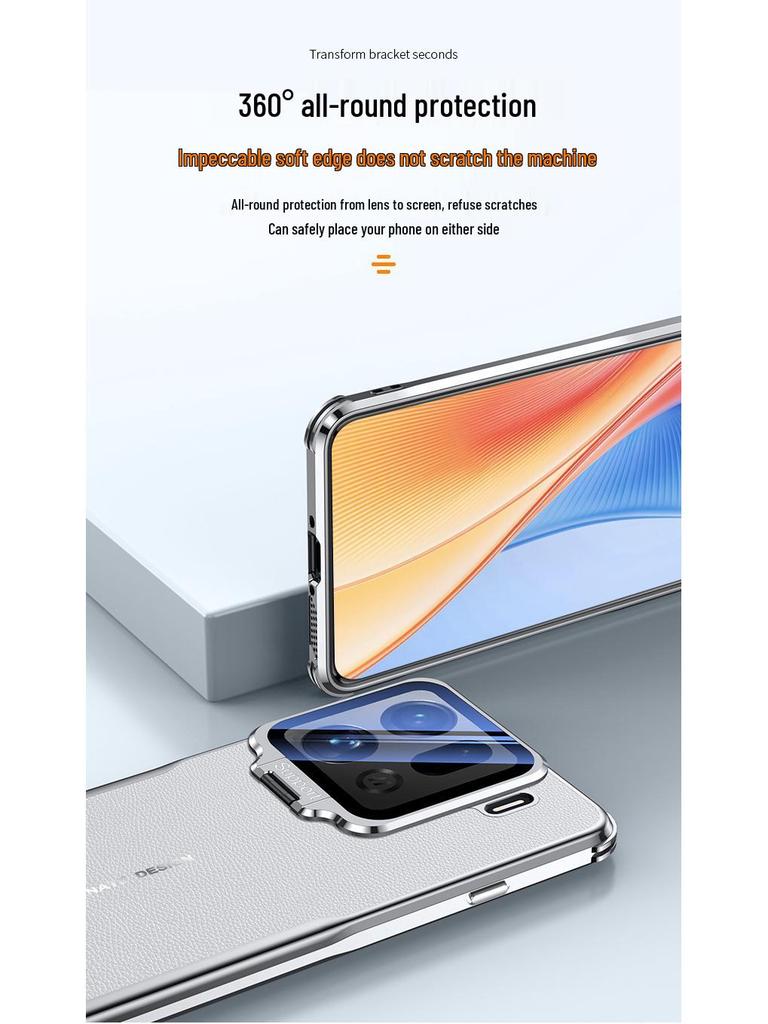 Cross-Border Oppo Find X9 Pro Leather Lens Bracket Airbag Case: High-End Protective Cover for Men & Women