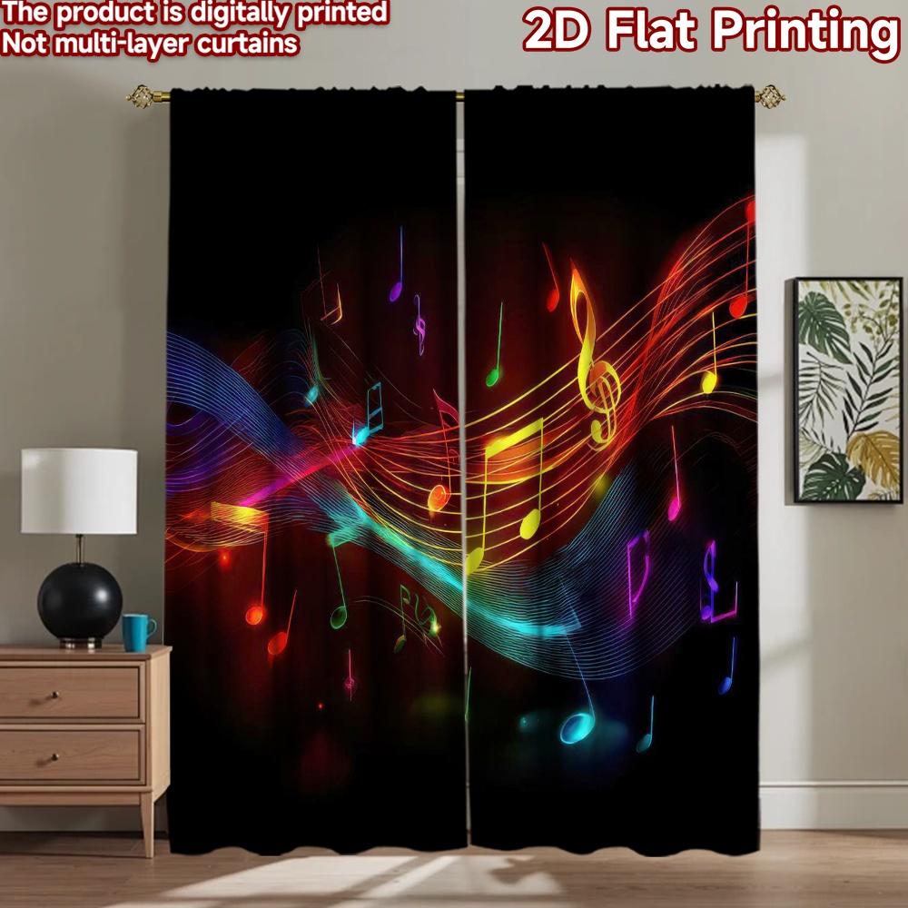2D flat Photography Backdrop Popular Party Party Backdrop Colorful Music Notes 100% Polyester Birthday Party for Suitable