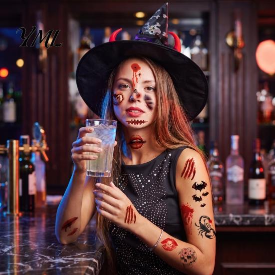 Realistische Narben-Wund-Aufkleber 30 Stück Halloween Tattoo Aufkleber, Fake für Make-up Zubehör Gesicht Körper, Wasserdicht Party Make-up, Einfach Anbringen Entfernen