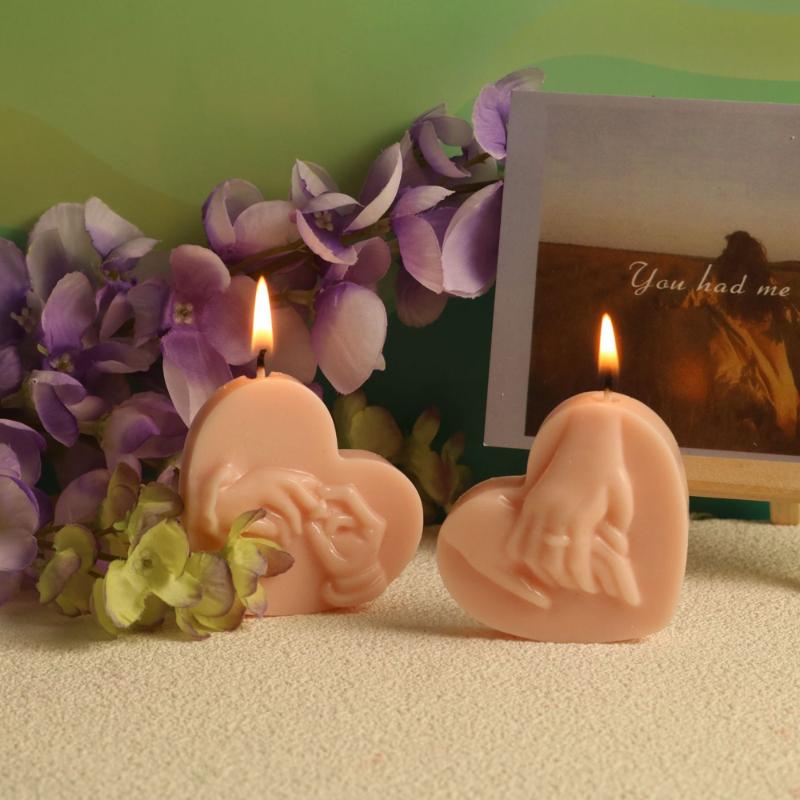 Romantisches Paar Hand-in-Herz Silikonkerzenform DIY Valentinstag Duftwachs & Seife DIY Liebes-Themen Bastelformen
