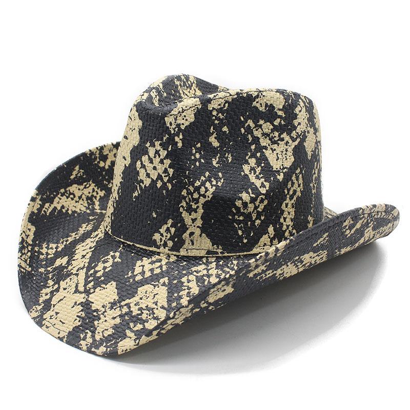 Western Cowboy Big Eave Hat Farm Prairie Equestrian Shade Sunscreen Paper Large Pattern Men's Jazz Top Hat