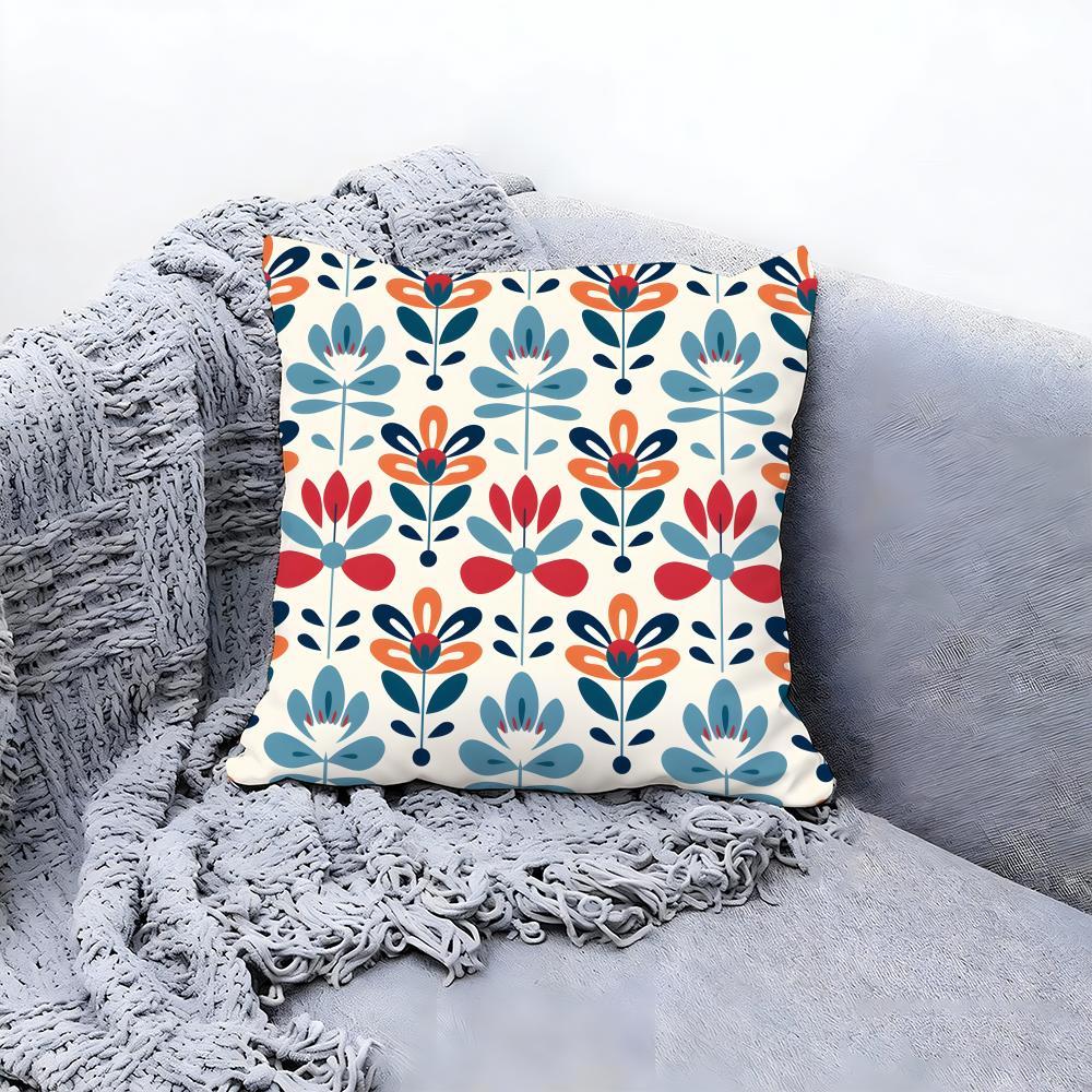 Beautiful Scandinavian Floral Print Cushion Cover Comfort Reversible Pillow Cove In One Design For Any Room & Car Interior