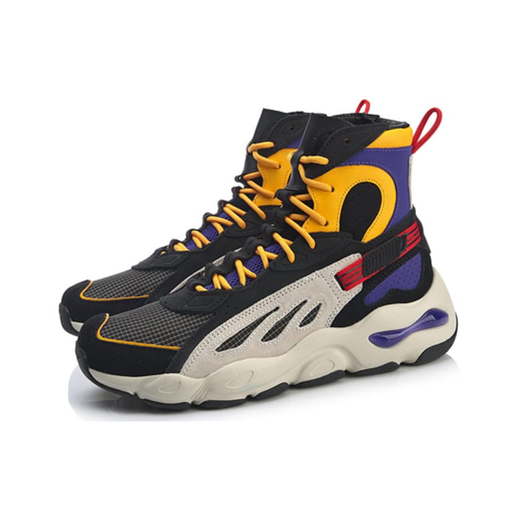 Li Ning Butterfly Comfortable Slip Resistant Lightweight Non slip Lightweight High top Chunky Sneakers Men's Black AGLN275-1