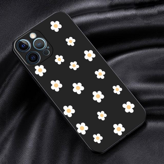 Custodia Per Apple iPhone 14 13 11 12 Pro 7 XR X XS Max 8 Plus 6 6S SE 2022 13Pro Nera Morbida Telefono Funda Fiore Piccolo Dinosauro