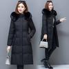 Winter Parka Women Puffer Jacket Thickened Slim Cotton-padded Jacket Warm Fur Collar Hooded Long Sleeve Coat Outerwear