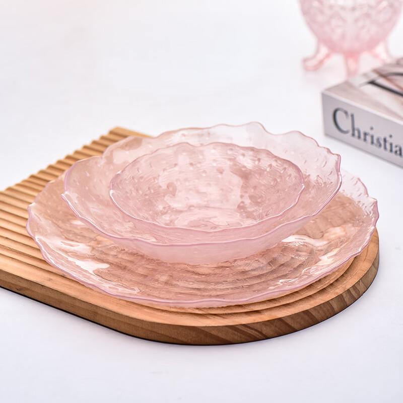 Nordic Gold Rimmed Lotus Leaf Glass Dinner Plate Set