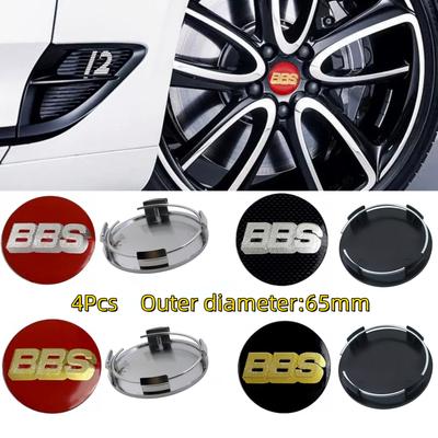 4Pcs 65mm BBS Logo Emblem Badge Car Wheel Center Caps Wheels Hubcaps Auto Hub Rim Cover Replace Car Accessories