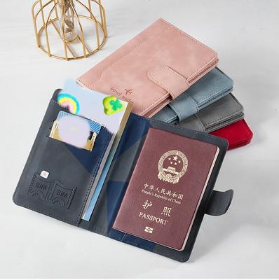 Passport Wallet Women PU Anti-theft Passport Holder Travel Wallet Men ID Bank Credit Card Holder with Magnetic Buckle