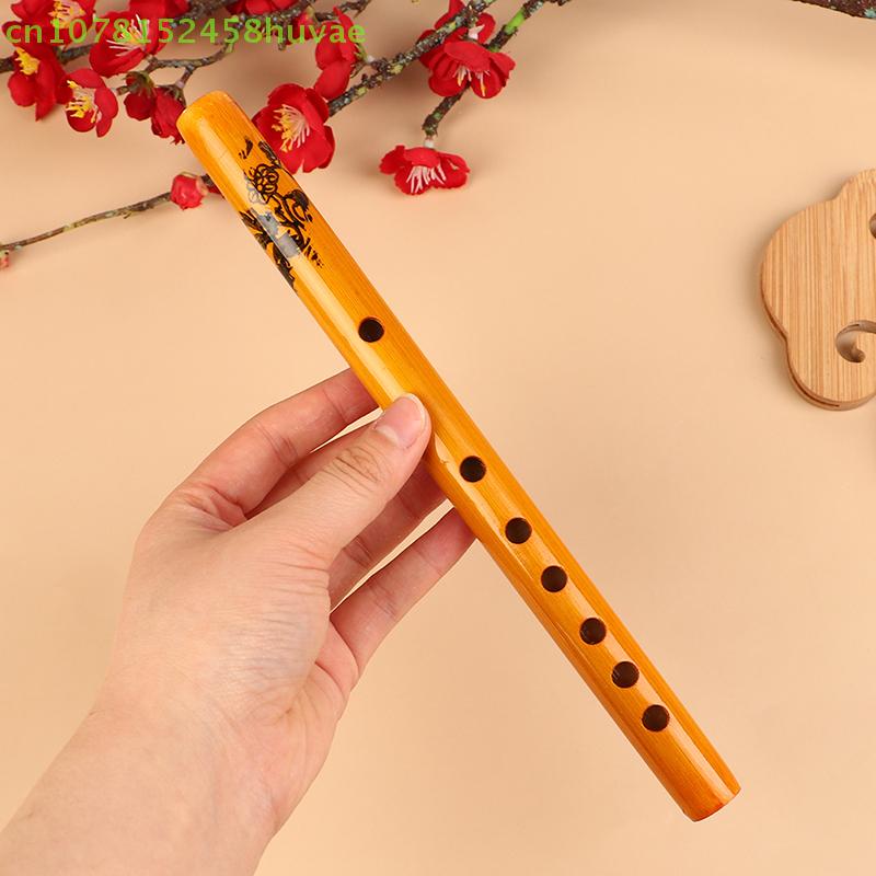 1 Pc Chinese Traditional 6 Holes Bamboo Flute Vertical Clarinet Student Musical Instrument Wooden Color Flute For Beginner