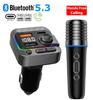 Bluetooth 5.3 Car MP3 Player Wireless Microphone Car FM Transmitter Type-C Dual USB Charging Hands Free Calling Support TF Card