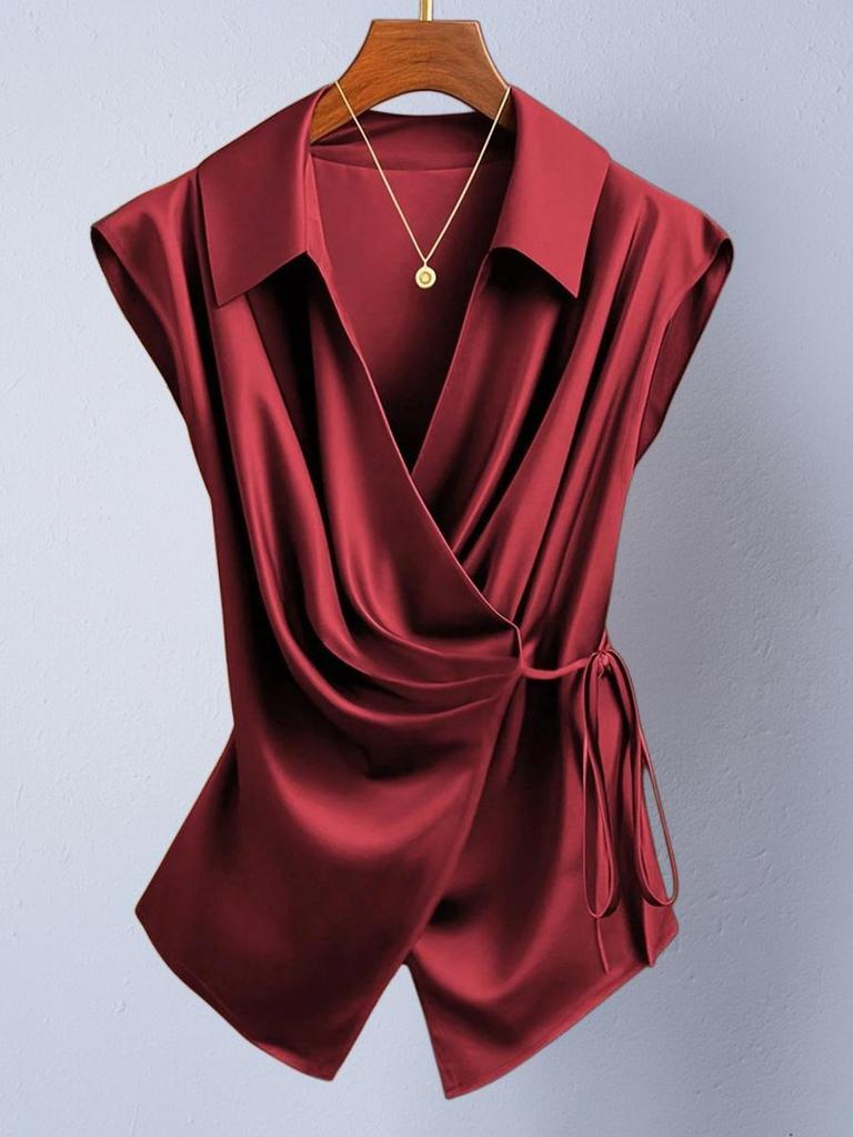Damen Satinhemd Winter 2025: Europäisches & Amerikanisches Schnür-Elegantes Professionelles Oberteil