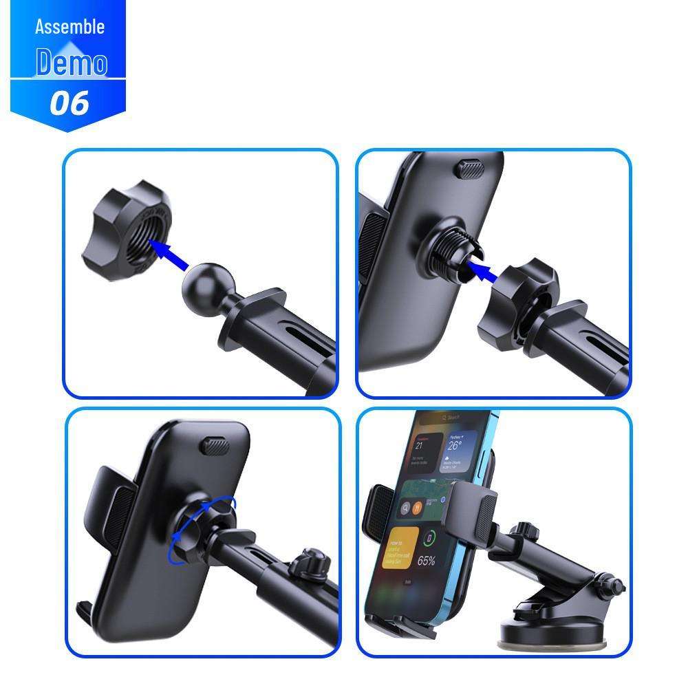 Multi-Functional Car Phone Holder with Suction Cup, Universal Dashboard Mount & Rotation