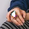 Adjustable Size Vintage Wedding Ring Rhinestone Crystal Large Crystal Ring