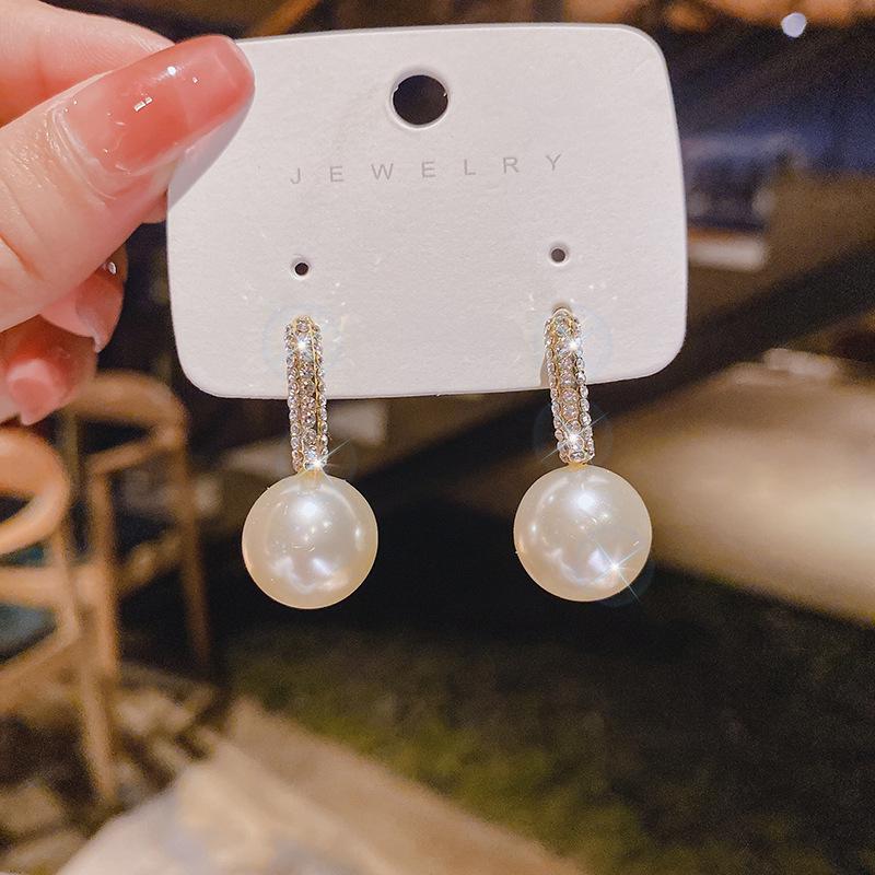 S925 Silver Pearl Stud Earrings - Elegant Korean Style