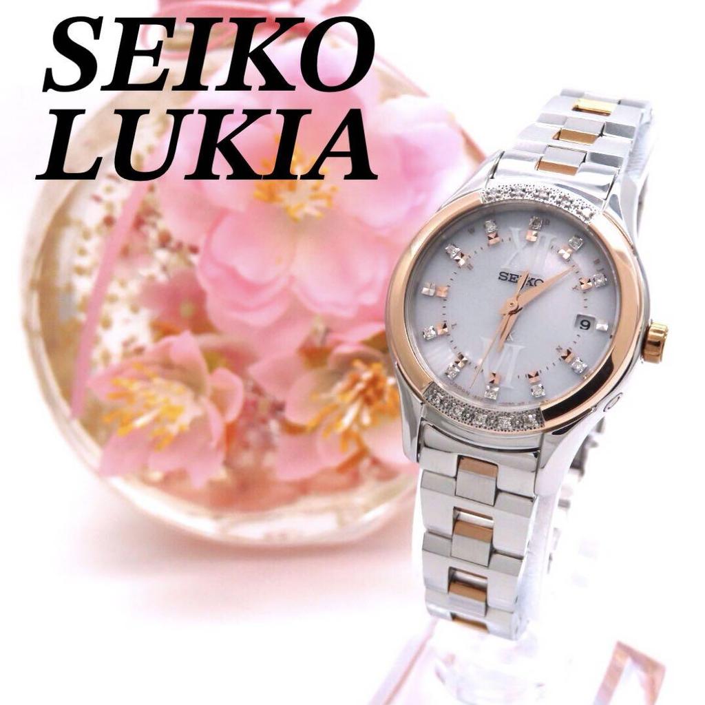 [USED] Seiko SSVW046 Lucia Radio-Controlled Solar Watch with Diamond Bezel, Two-Tone