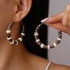 Coffee-Colored Wooden Bead Teardrop Tassel Earrings In Retro Ethnic Style