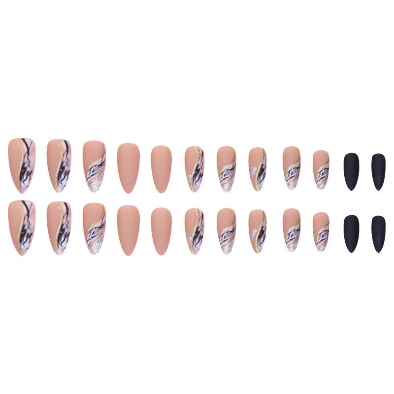 Średnie migdałowe brązowe gradientowe nakładki na paznokcie typu press-on na jesień/zimę - Rozjaśniające skórę, europejski i amerykański styl.