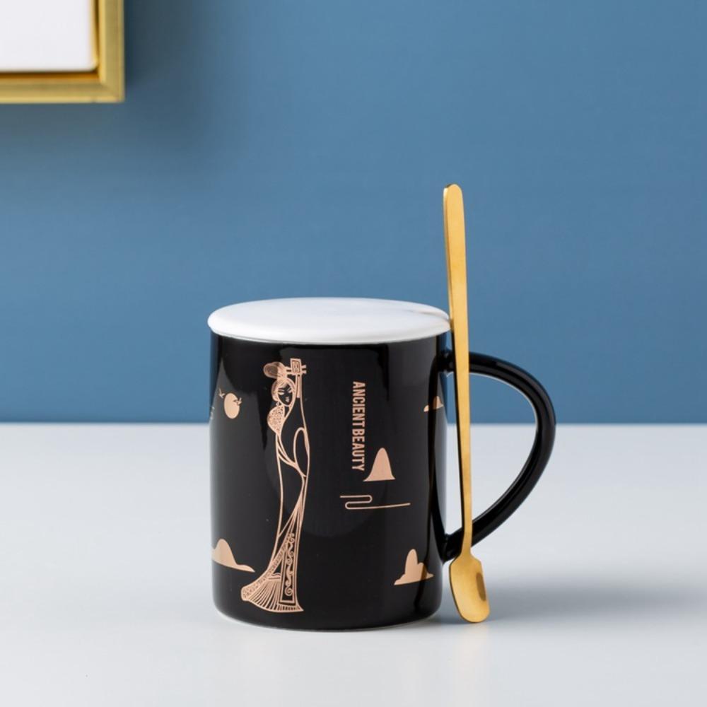 Xingyue Europäischer Ins einfacher geprägter Linien Kaffeetasse Keramiktasse Bürotasse Geschäftsgeschenk