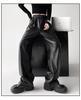 Women's PU Leather High Waist Trousers - Slimming, Versatile, Black with Narrow and Wide Leg Options