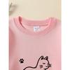 European Sizes Adorable Cat And Paw Prints Sweatshirt for Girls, Crew Neck, Autumn Winter, Long Sleeves, Variety of Colors for Young Girls.