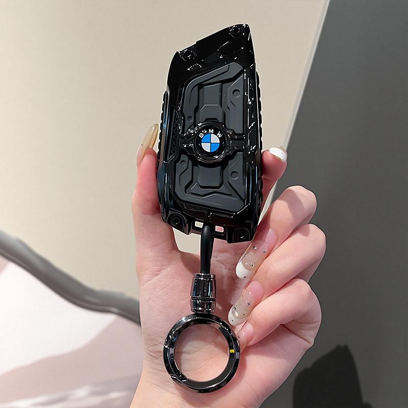 BJYM4 Racing Style Metal Car Key Case Fob Cover for BMW X1 X3 X5 X6 X7 3 5 6 7 Series G20 G30 G11 F15 F16 G01 G02 F48 2016-2023